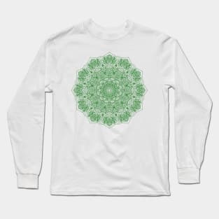 Green Floral hand drawn Mandala. Long Sleeve T-Shirt